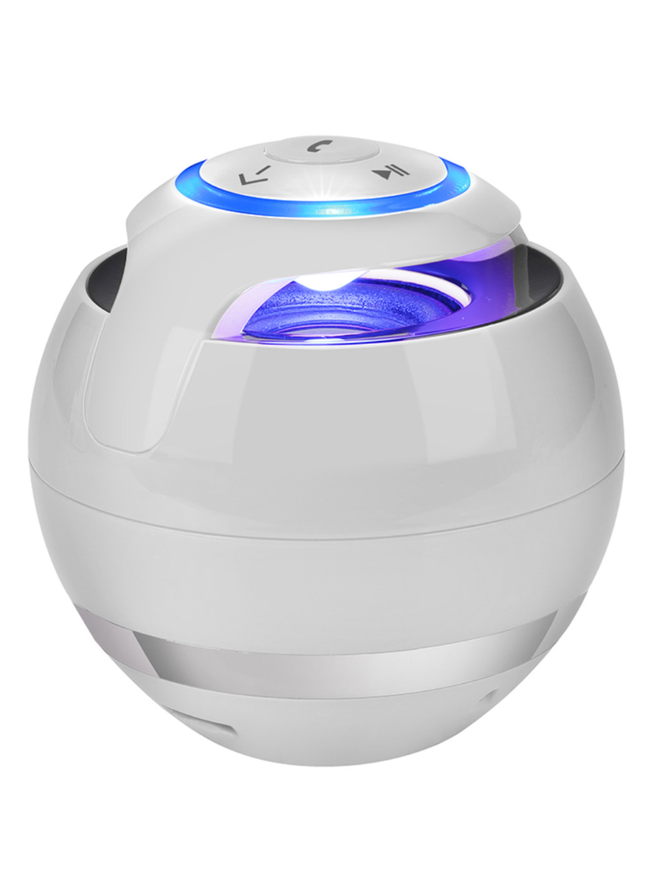 مكبر صوت شكل كرة  بلوتوث محمول متعدد الوظائف لون ابيض  Multifunctional Portable Bluetooth Ball Speaker, White