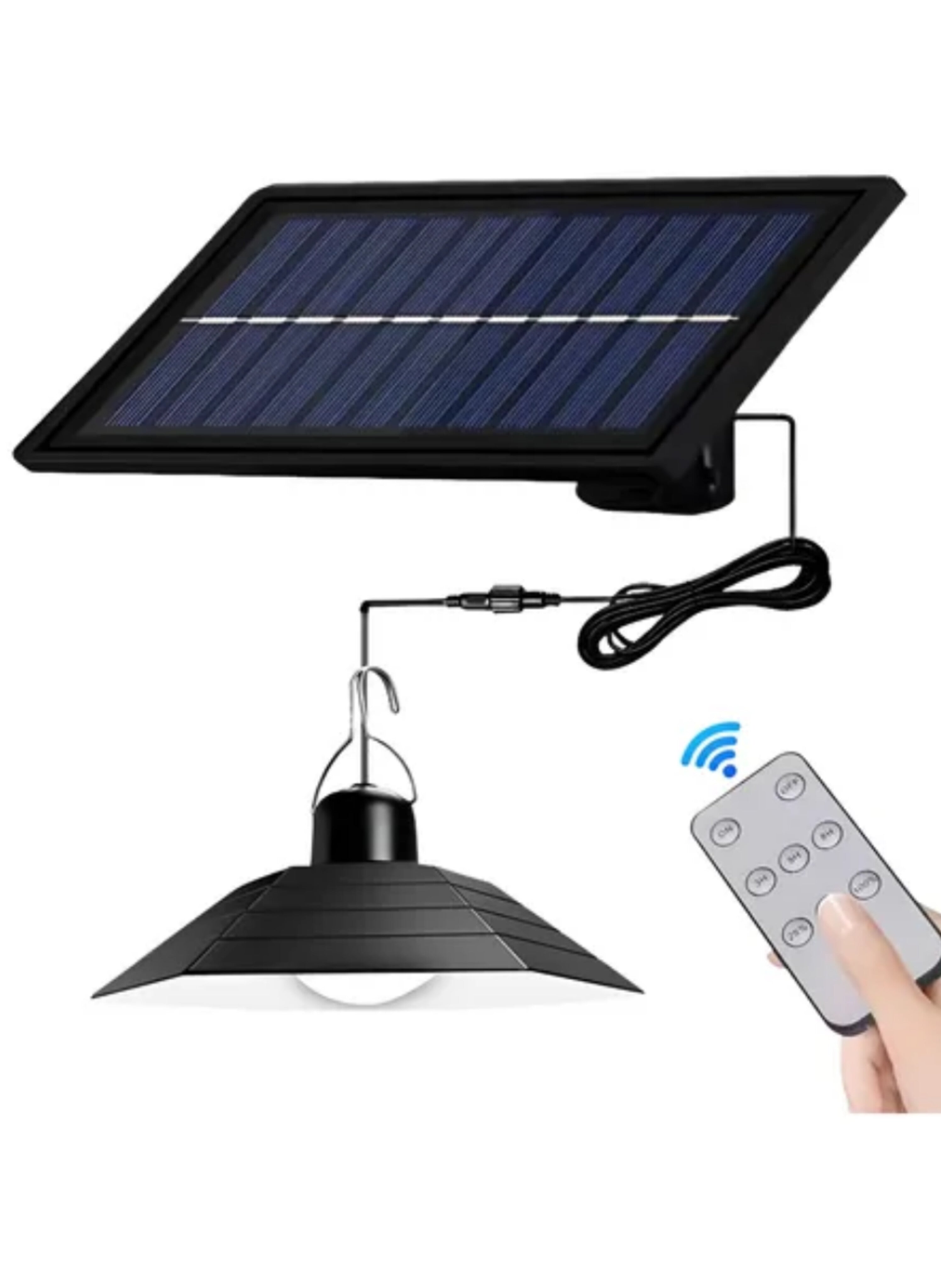 Solar Powered LED Flood Light Lamp with Solar Panel and Remote Control - Waterproof Outdoor Lighting for Gardens مصباح إضاءة LED كاشف بالطاقة الشمسية مع لوحة شمسية وجهاز تحكم عن بعد - إضاءة خارجية مقاومة للماء للحدائق والمخيمات