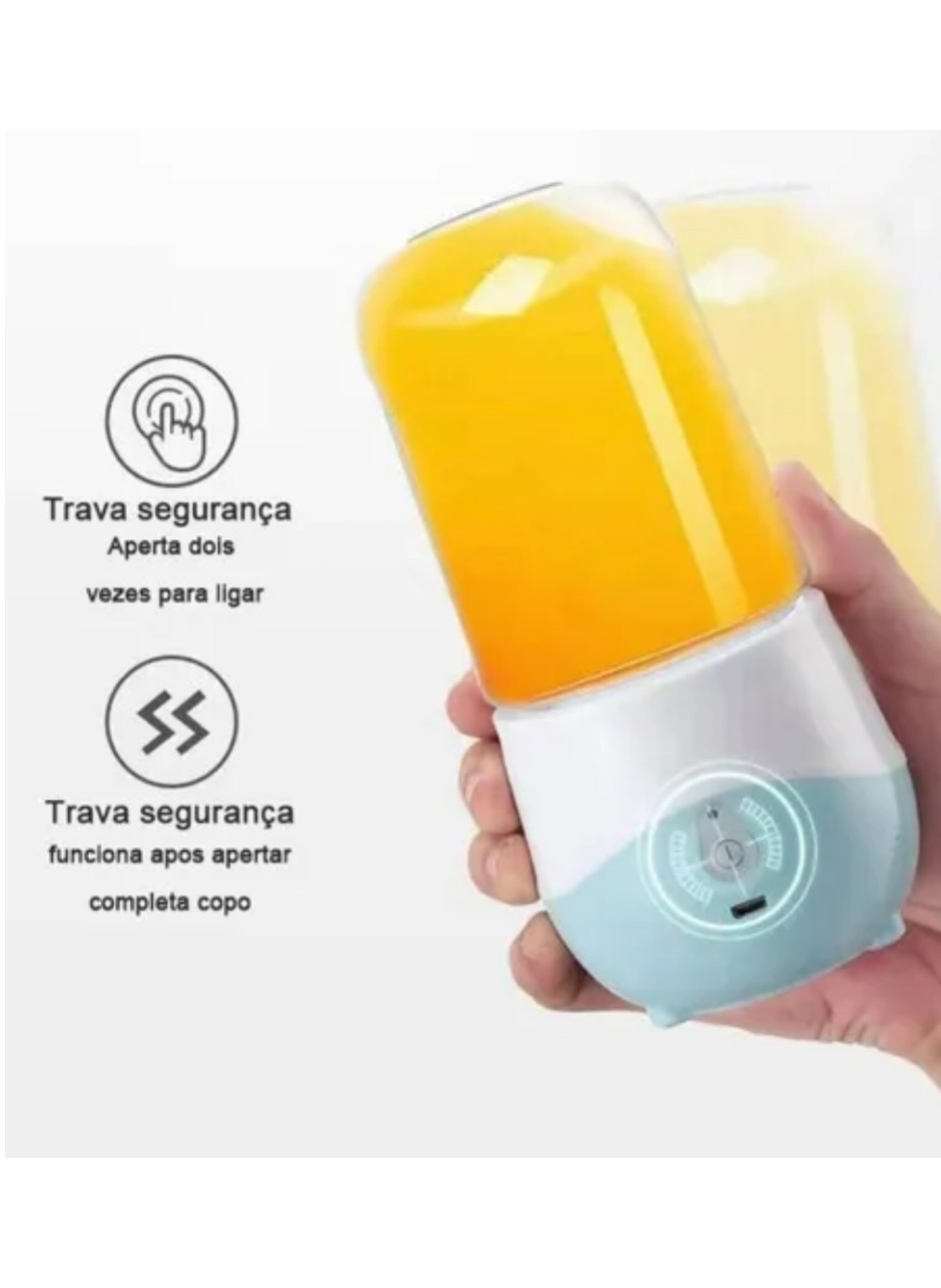 كوب عصارة كهربائي أزرق/أبيض محمول قابل للشحن - خلاط سموذي صغير الحجم بميزة التشغيل بضغطة زر واحدةBlue/White Portable Electric Juicer Cup - Rechargeable Mini Smoothie Blender with Convenient One-Click Start