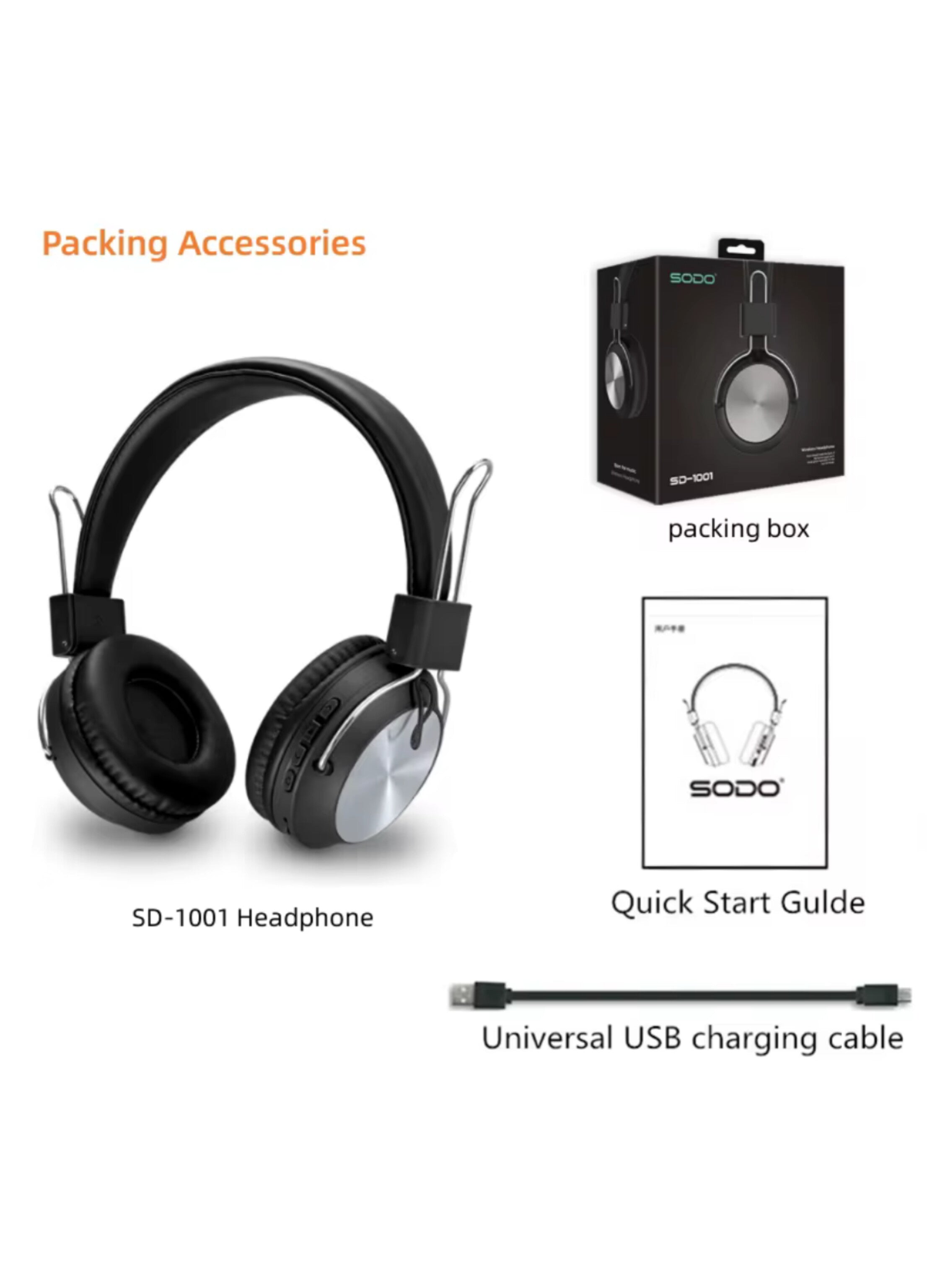 Wireless Bluetooth Headphones, Stereo Sound, Large Earbuds, Sports Earphones with Built-in Microphone (Black)سماعات رأس لاسلكية بتقنية البلوتوث، صوت ستيريو،  سماعة رأس كبيرة، سماعة أذن رياضية ميكروفون مدمج (أسود)
