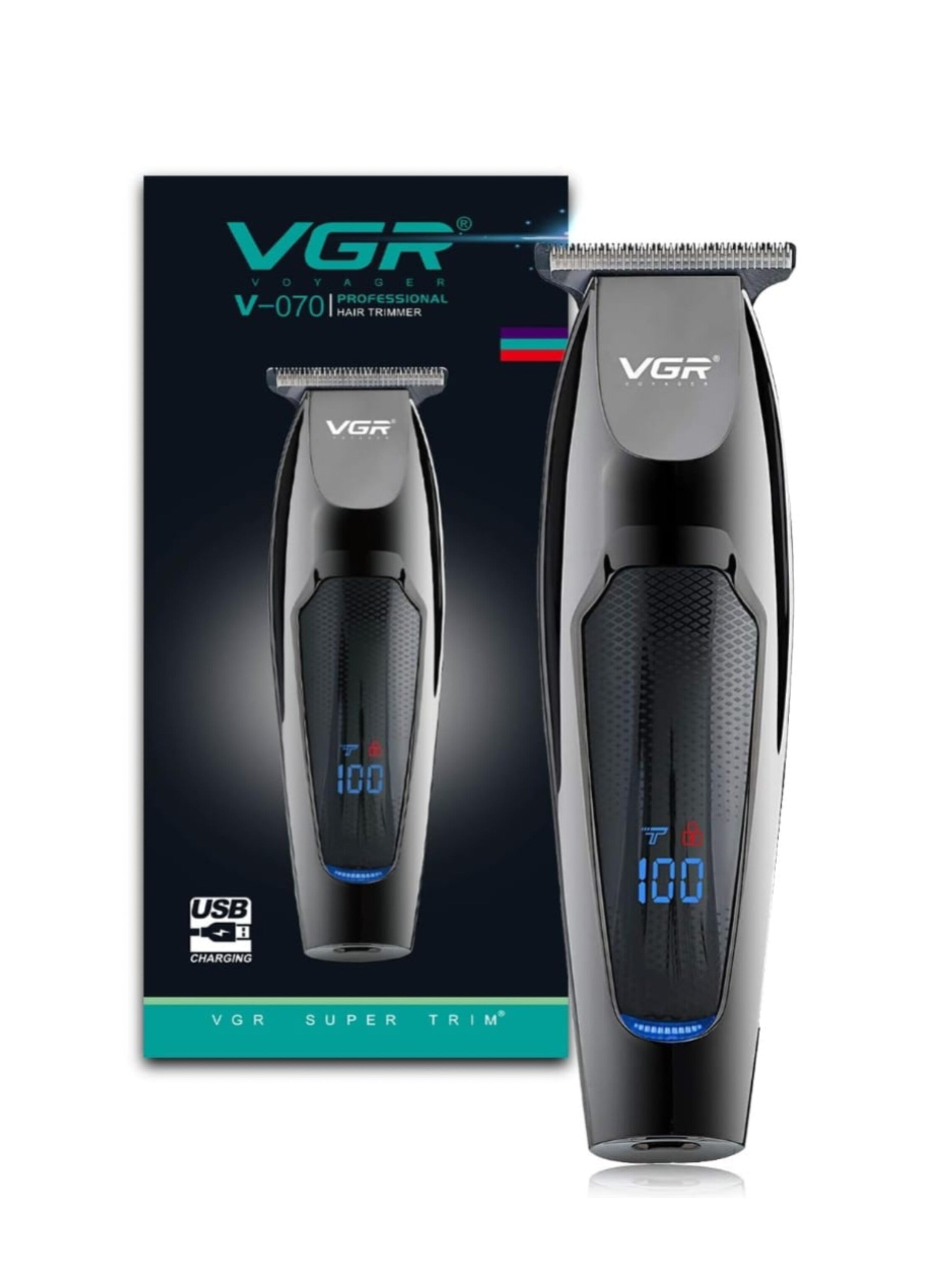ماكينة قص الشعر اللاسلكية الاحترافية V-070 للرجال - قابلة للشحن بشاشة LED V-070 Professional Cordless Hair Clipper for Men - Rechargeable with LED Display