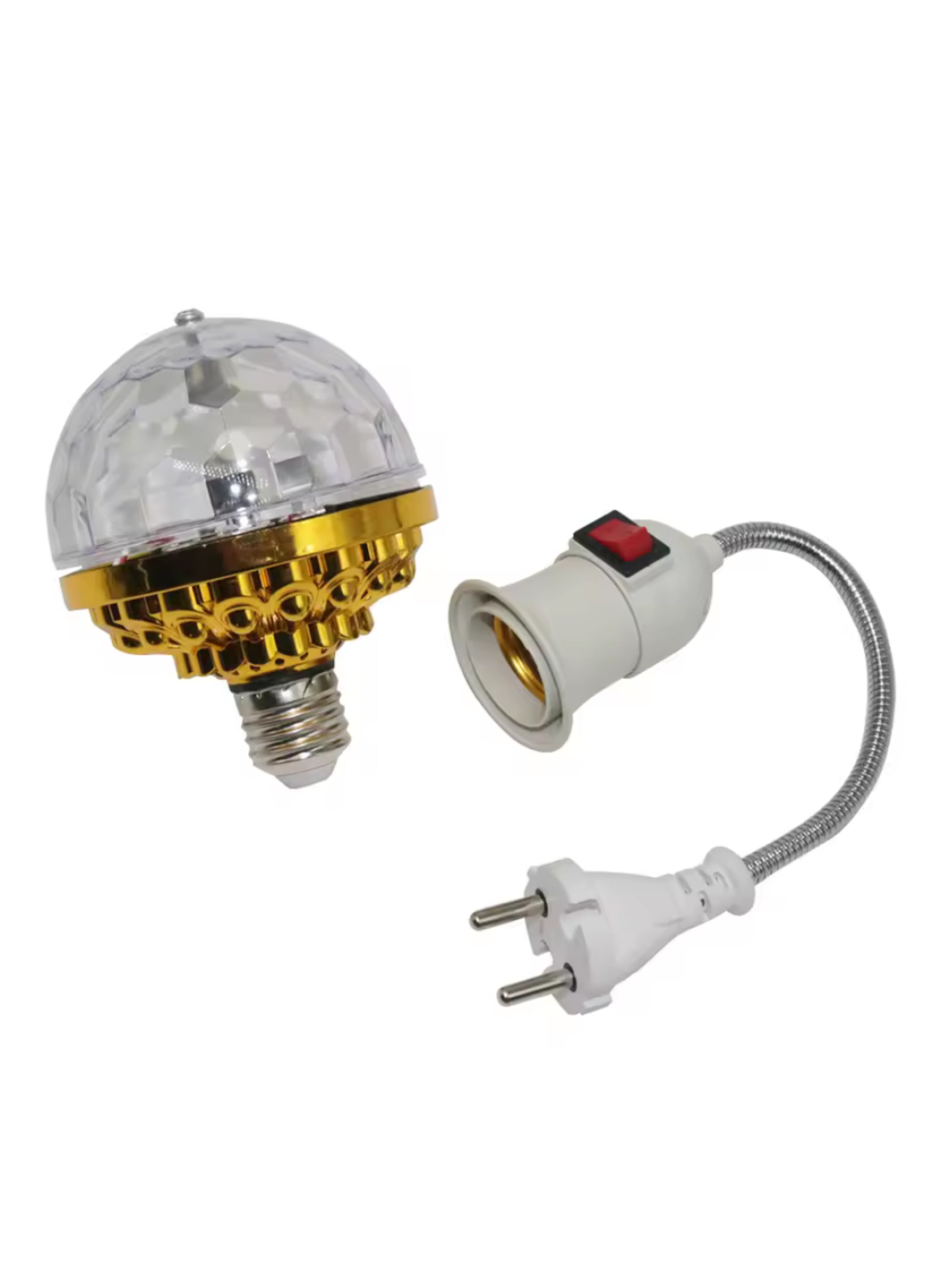 لمبة إضاءة ديسكو دوارة LED  Rotating LED Disco Light Bulb - Multi-Color Changing Party Effect Lamp - E27 Base Standard Magic Ball - Energy Saving with Luxury Gold Finish.