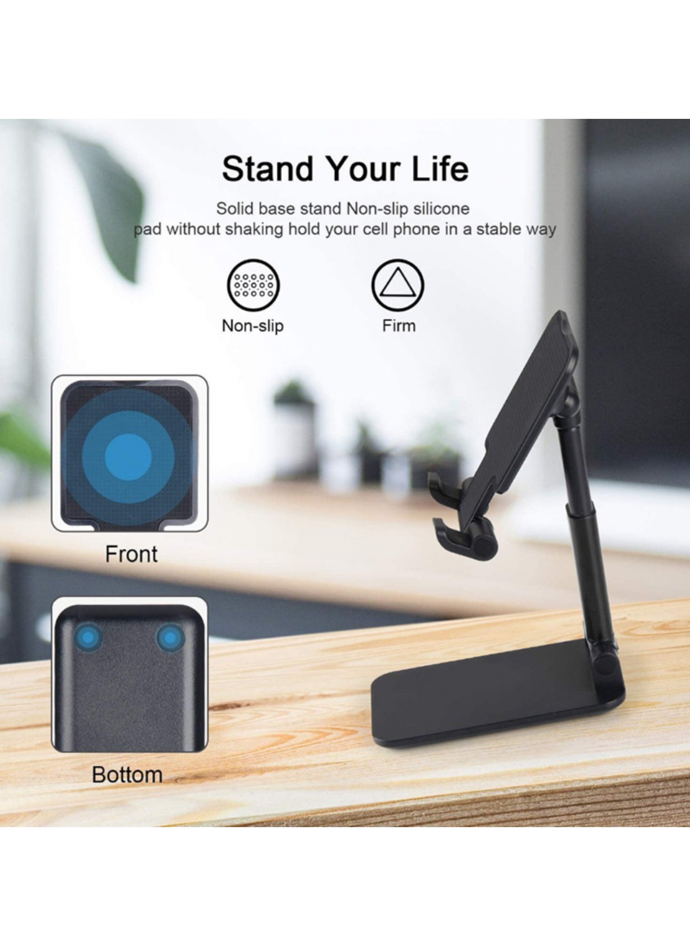 حامل موبايل ذكي متعدد الزوايا وقابل للتعديل متوافق مع جميع الهواتف الذكية  Multi-angle and adjustable smart phone holder compatible with all smartphones