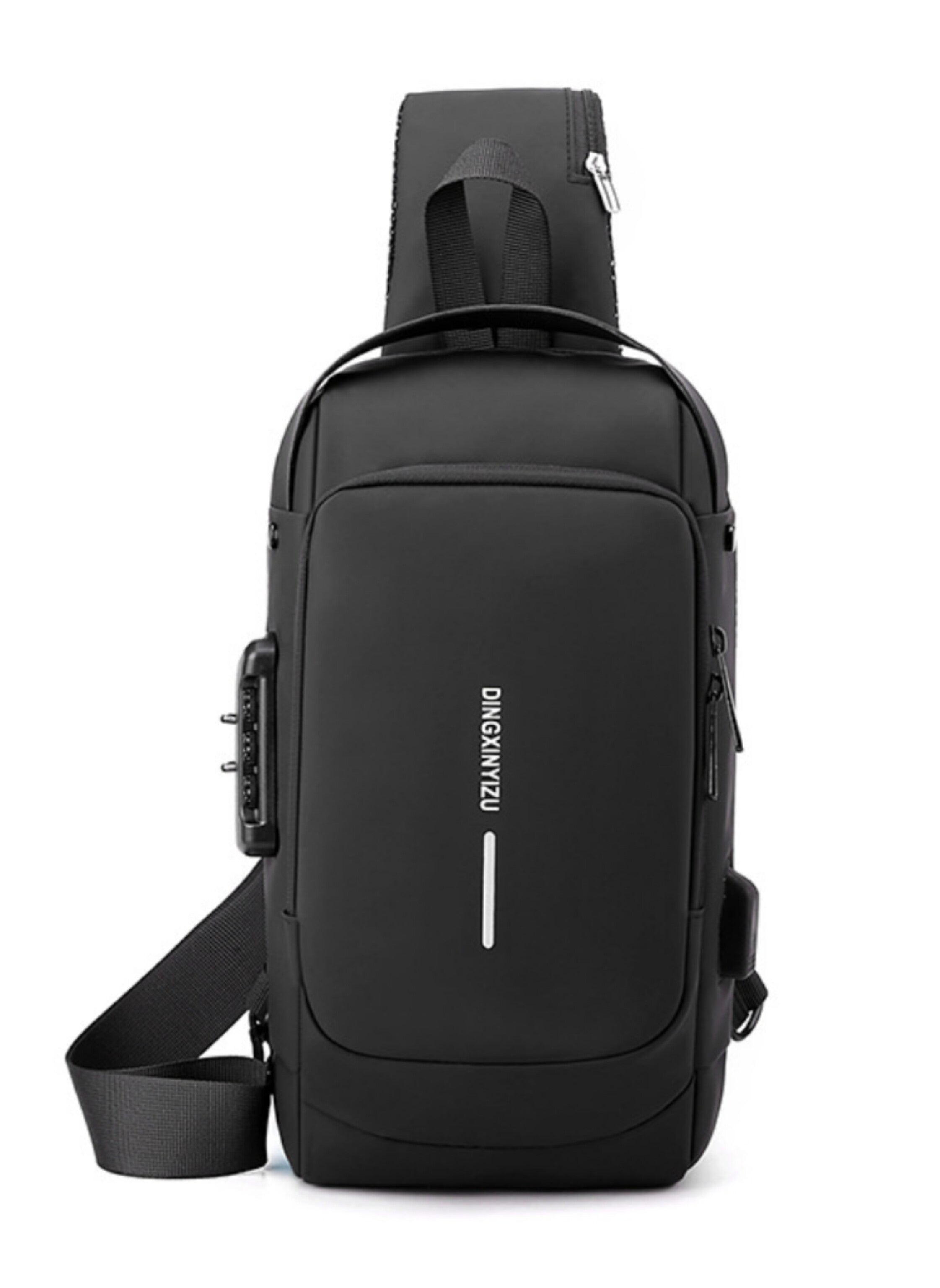 حقيبة مضادة للسرقة، حقائب كروس مقاومة للماء رياضية بشحن USB (اللون: أسود ) Anti-Theft Bag, USB Charging Sports Waterproof Crossbody Bags (Color: Black)