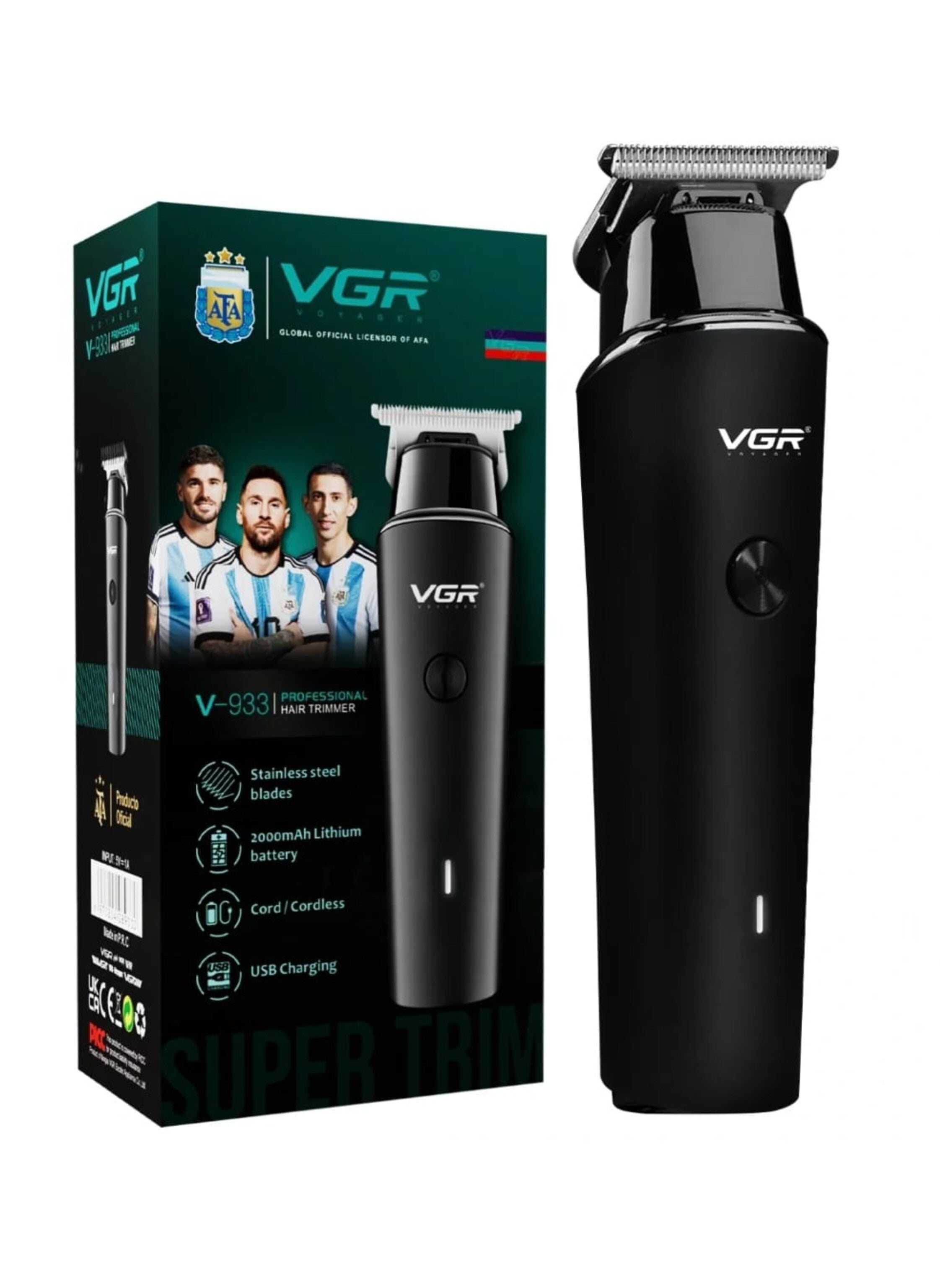 VGR V-933 ماكينة حلاقة الشعر واللحية الاحترافية - لاسلكية وقابلة للشحن VGR V-933 Professional Hair and Beard Trimmer - Cordless & Rechargeable
