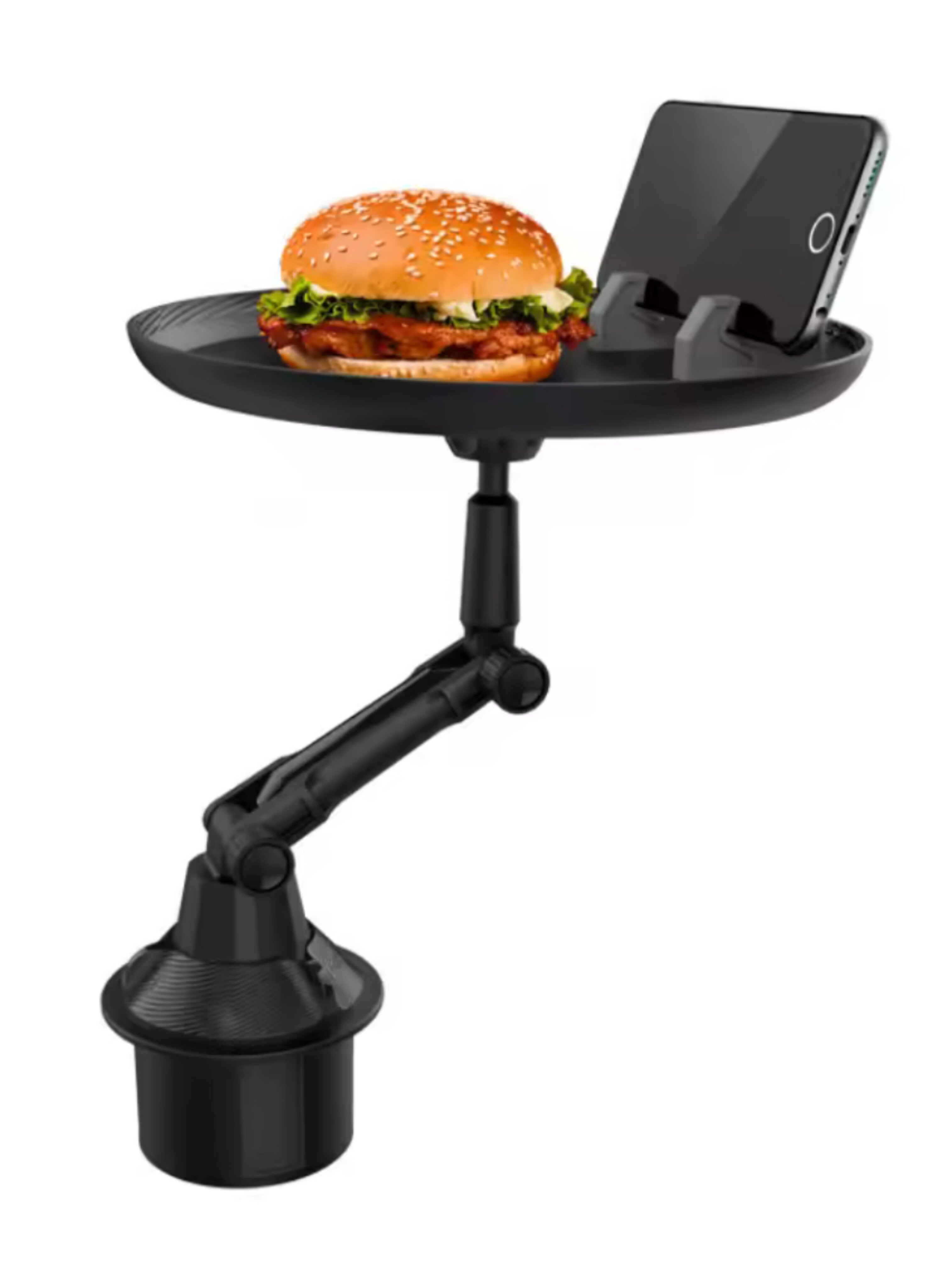 صينية سيارة دوارة 360° مع حامل أكواب وهاتف - منظم ومضاد للانزلاق 360° Swivel Car Tray with Cup & Phone Holder - Organizer & Anti-Slip