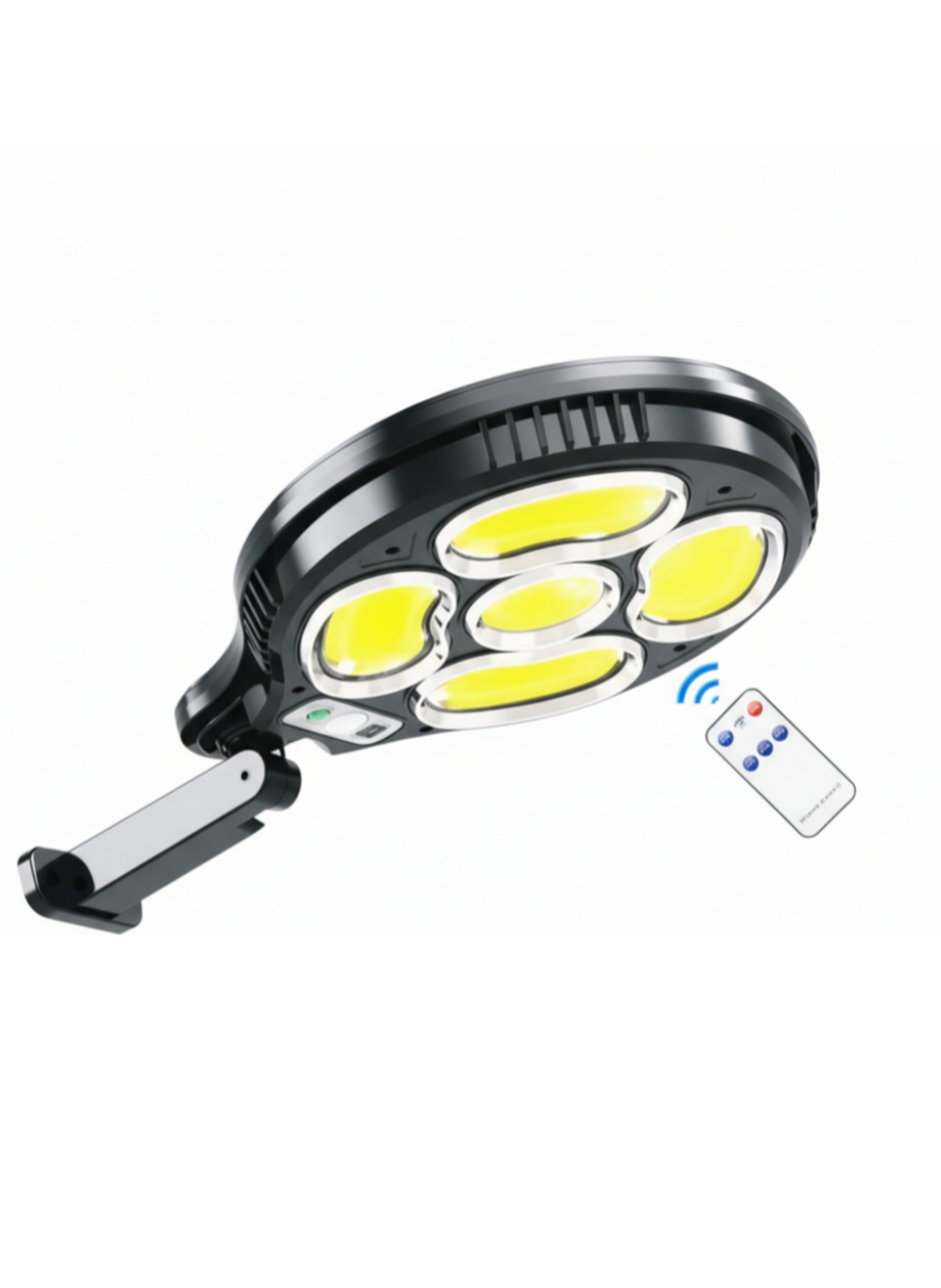 مصباح حائط LED شمسي خارجي COB مع كاشف حركة (PIR) - ضوء أمان 1500 لومن ببطارية قابلة لإعادة الشحن وجهاز تحكم عن بعد Outdoor COB Solar LED Wall Light with PIR Motion Sensor - 1500lm Security Floodlight with Rechargeable Battery and Remote Control