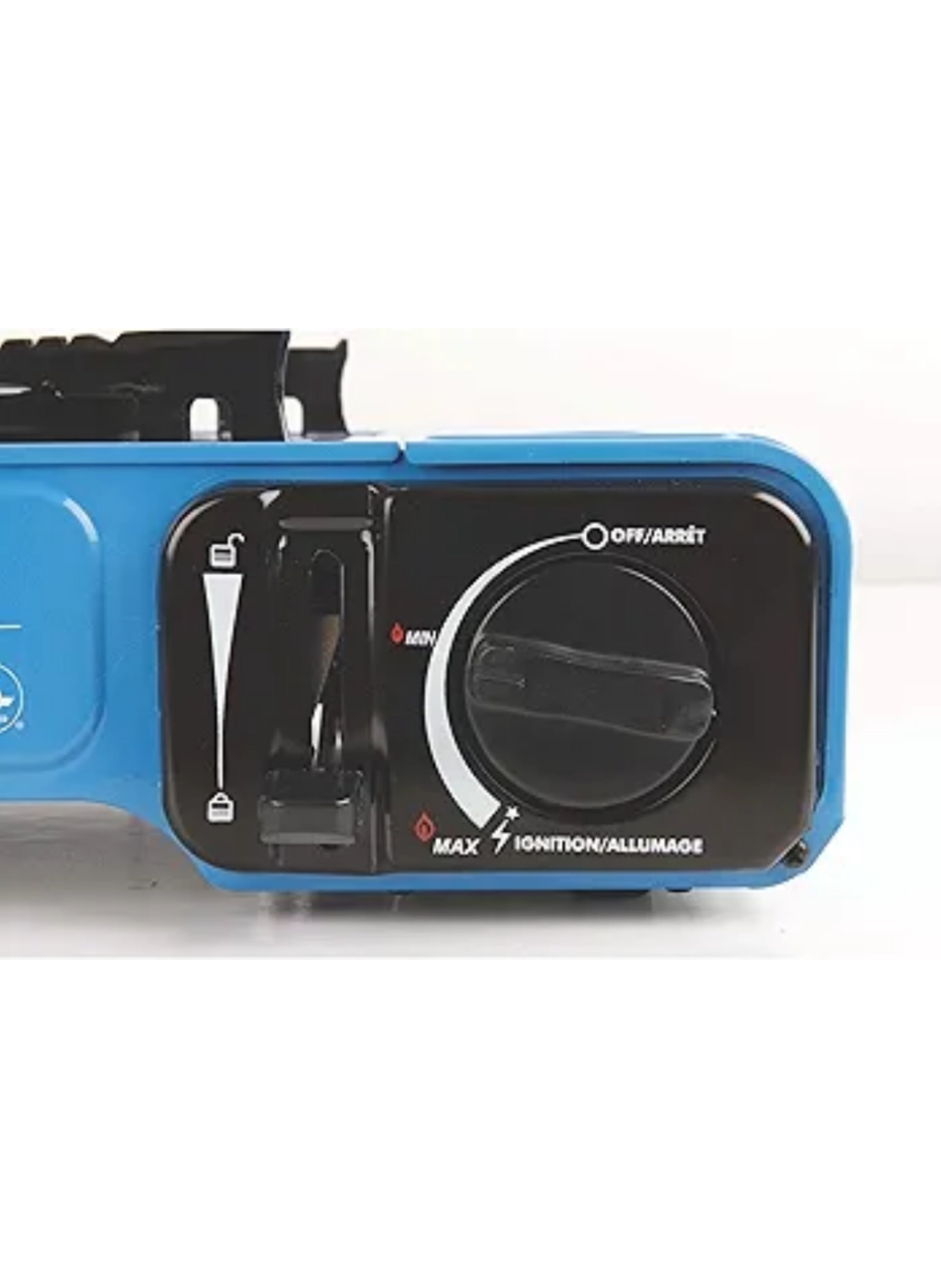 موقد غاز محمول أزرق للرحلات والتخييم - موقد نزهات يعمل بعبوات البيوتان مع إشعال ذاتي وحقيبة حمل Blue Portable Gas Stove for Camping and Travel - Butane Canister Burner with Automatic Piezo Ignition and Carry Case