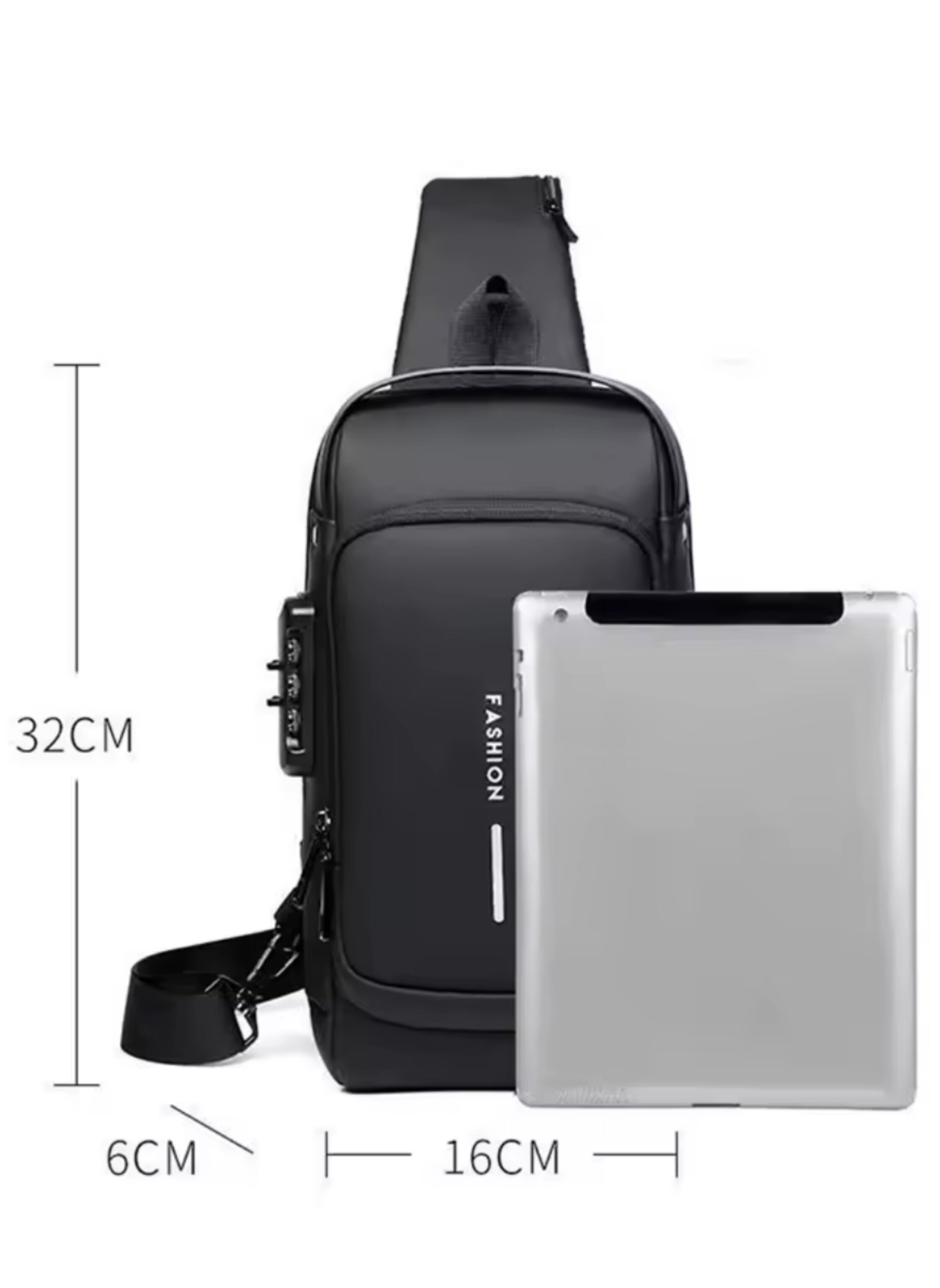 حقيبة مضادة للسرقة، حقائب كروس مقاومة للماء رياضية بشحن USB (اللون: أسود ) Anti-Theft Bag, USB Charging Sports Waterproof Crossbody Bags (Color: Black)