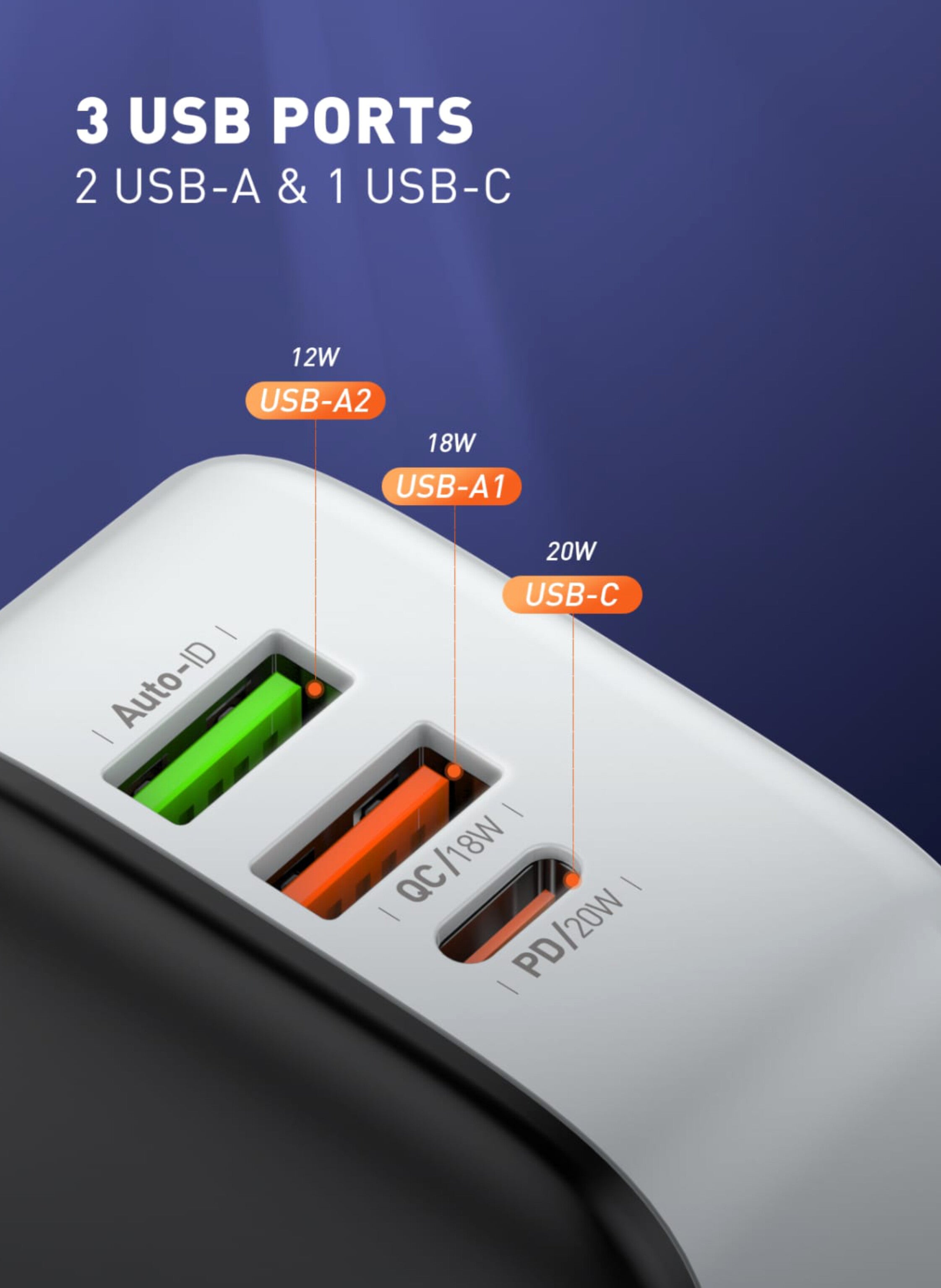 شاحن حائط USB C PD32W، محول من النوع PD3.0/QC 3.0، 3 منافذ CEELIBERY شاحن حائط صغير الحجم من النوع C، شحن سريع لأجهزة iPhone 16/16 Pro/16 Pro Max/15 Pro، وMacBook Pro/Air