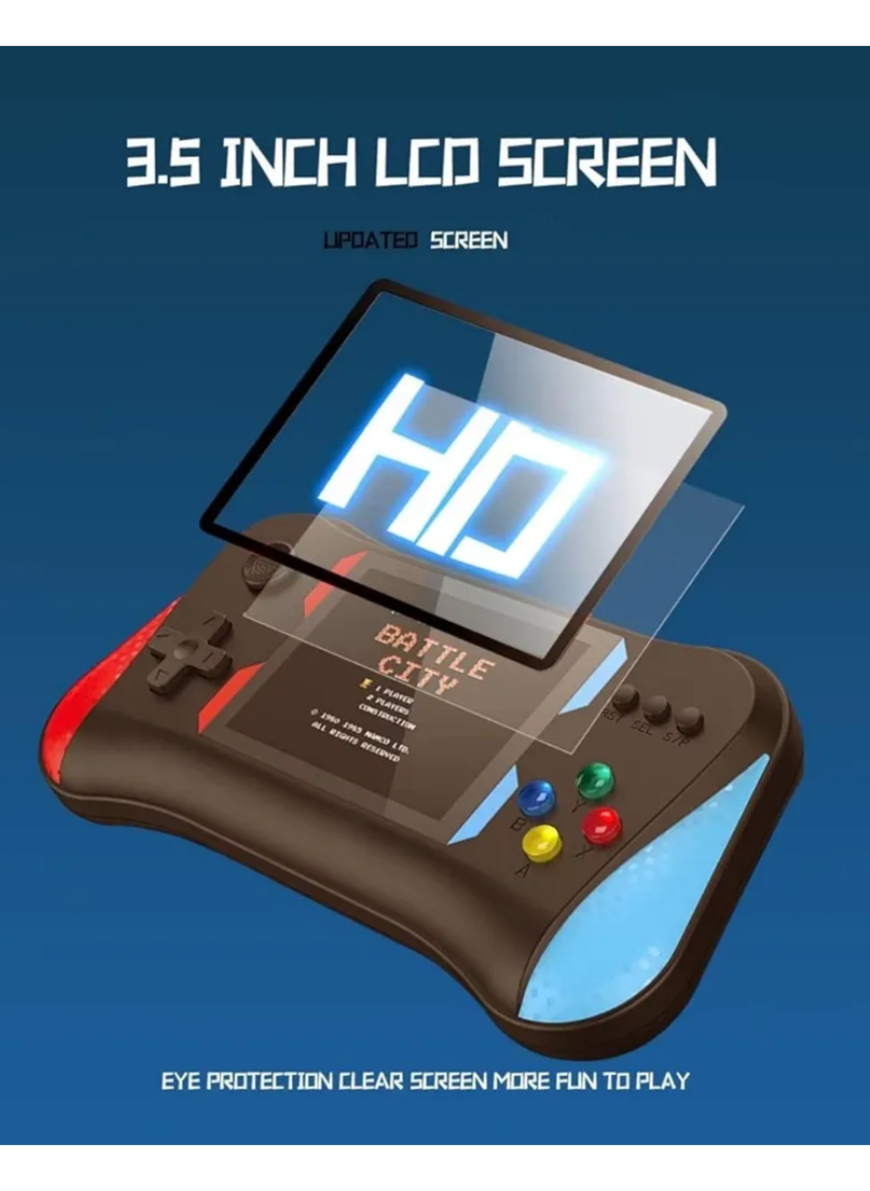 Handheld Classic Retro FC Gaming Console - Preloaded with 500 Nostalgic Games - 3.5-inch HD Screen - Supports TV Connection - 1200mAh Rechargeable Battery.