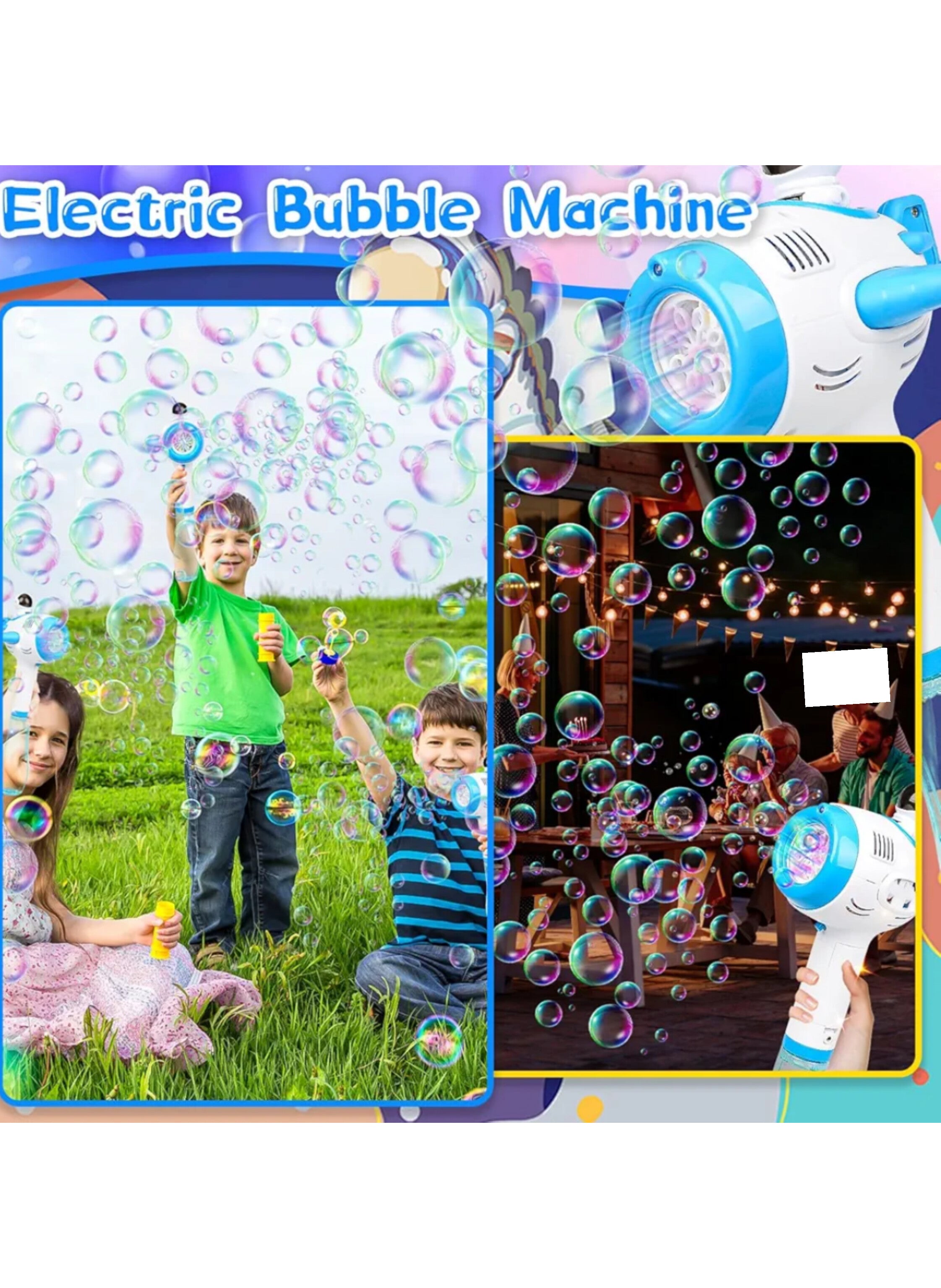 آلة فقاعات الأطفال الأوتوماتيكية بتصميم رائد الفضاء المضيئة والموسيقية Automatic Astronaut Bubble Machine for Kids with Lights and Music