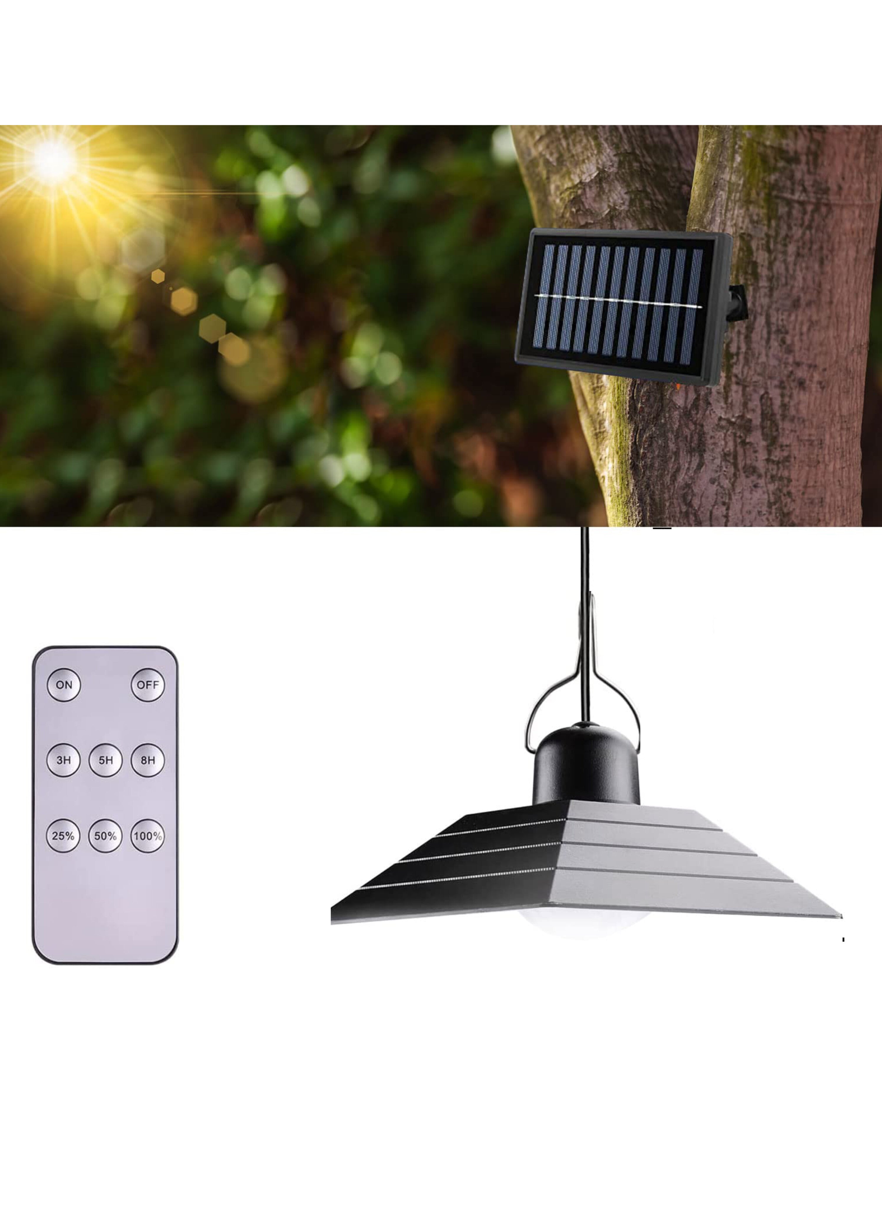 Solar Powered LED Flood Light Lamp with Solar Panel and Remote Control - Waterproof Outdoor Lighting for Gardens مصباح إضاءة LED كاشف بالطاقة الشمسية مع لوحة شمسية وجهاز تحكم عن بعد - إضاءة خارجية مقاومة للماء للحدائق والمخيمات