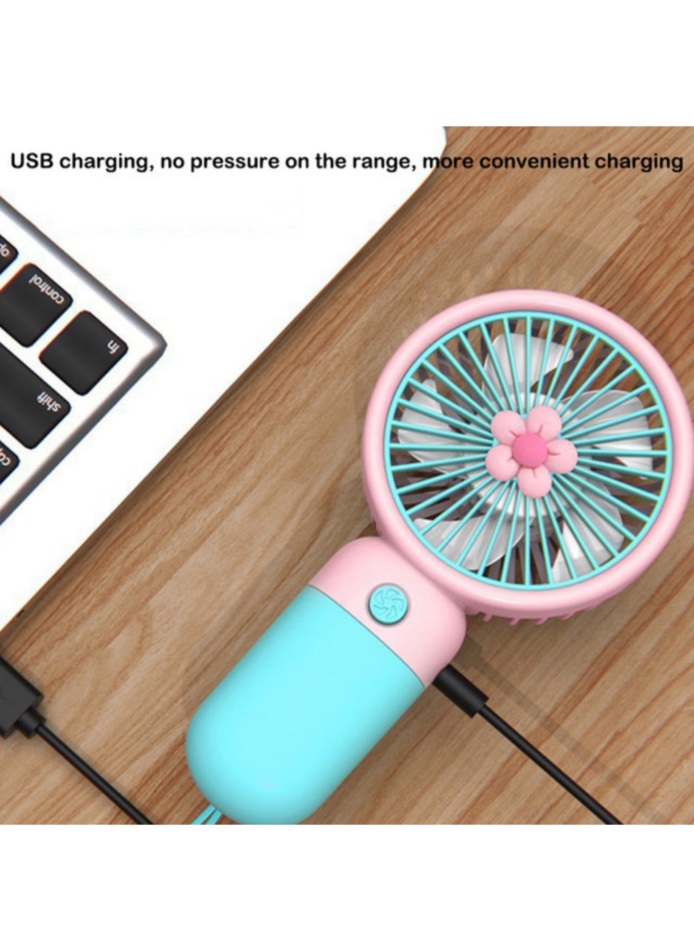 Mini Portable USB Rechargeable Handheld Fan - Instant Cooling for Home, Office, Travel, & Outdoor Activities (Blue Color)مروحة يد صغيرة محمولة قابلة للشحن USB - تبريد فوري للمنزل، المكتب، السفر، والأنشطة الخارجية (لون أزرق)