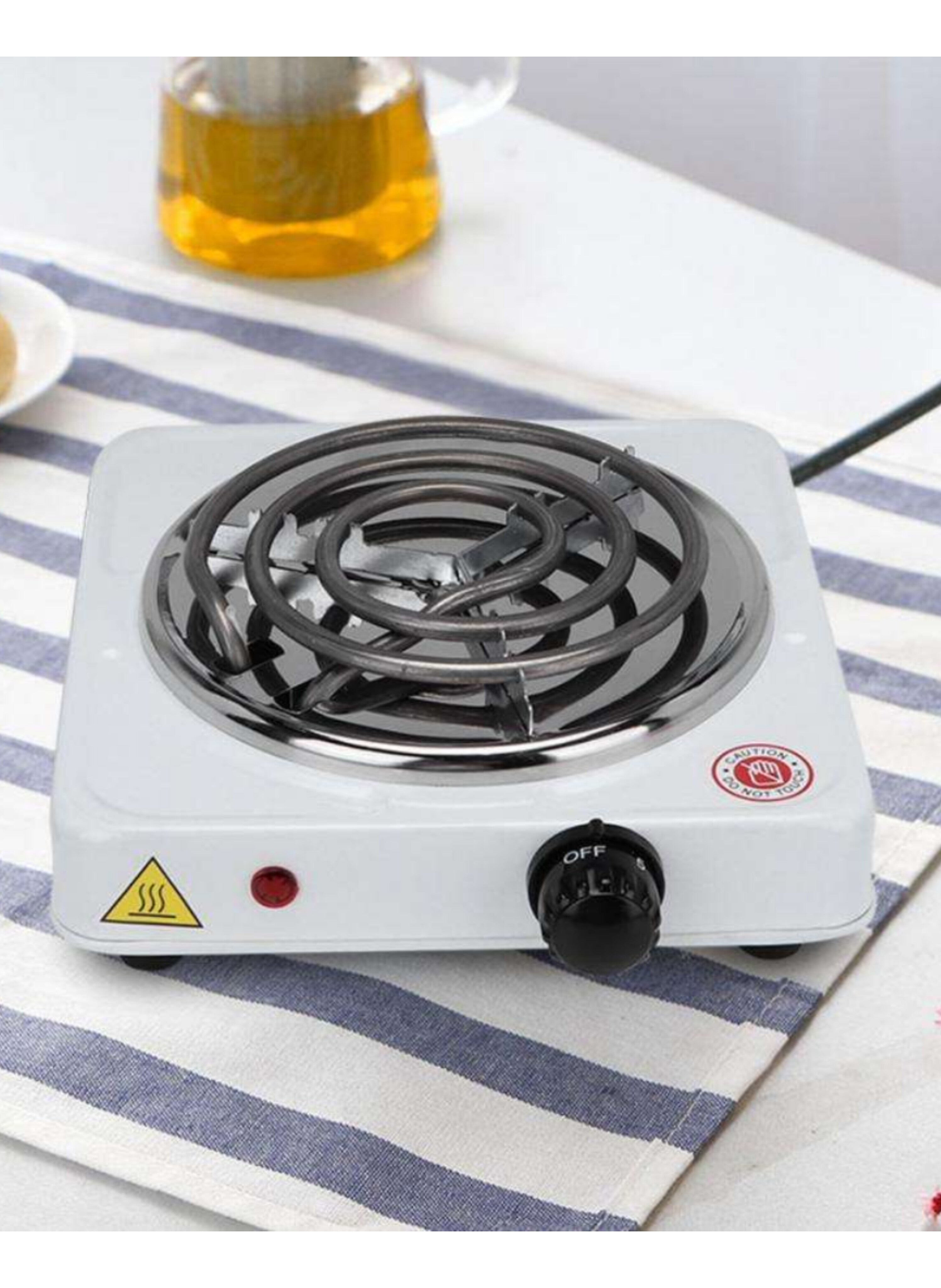 موقد كهربائي محمول بملف واحد - سخان قهوة وشاي ومطبخ صغير بإعدادات حرارة قابلة للتعديل Portable Single Coil Electric Hot Plate - Adjustable Heat Setting Coffee, Tea, and Small Kitchen Burner