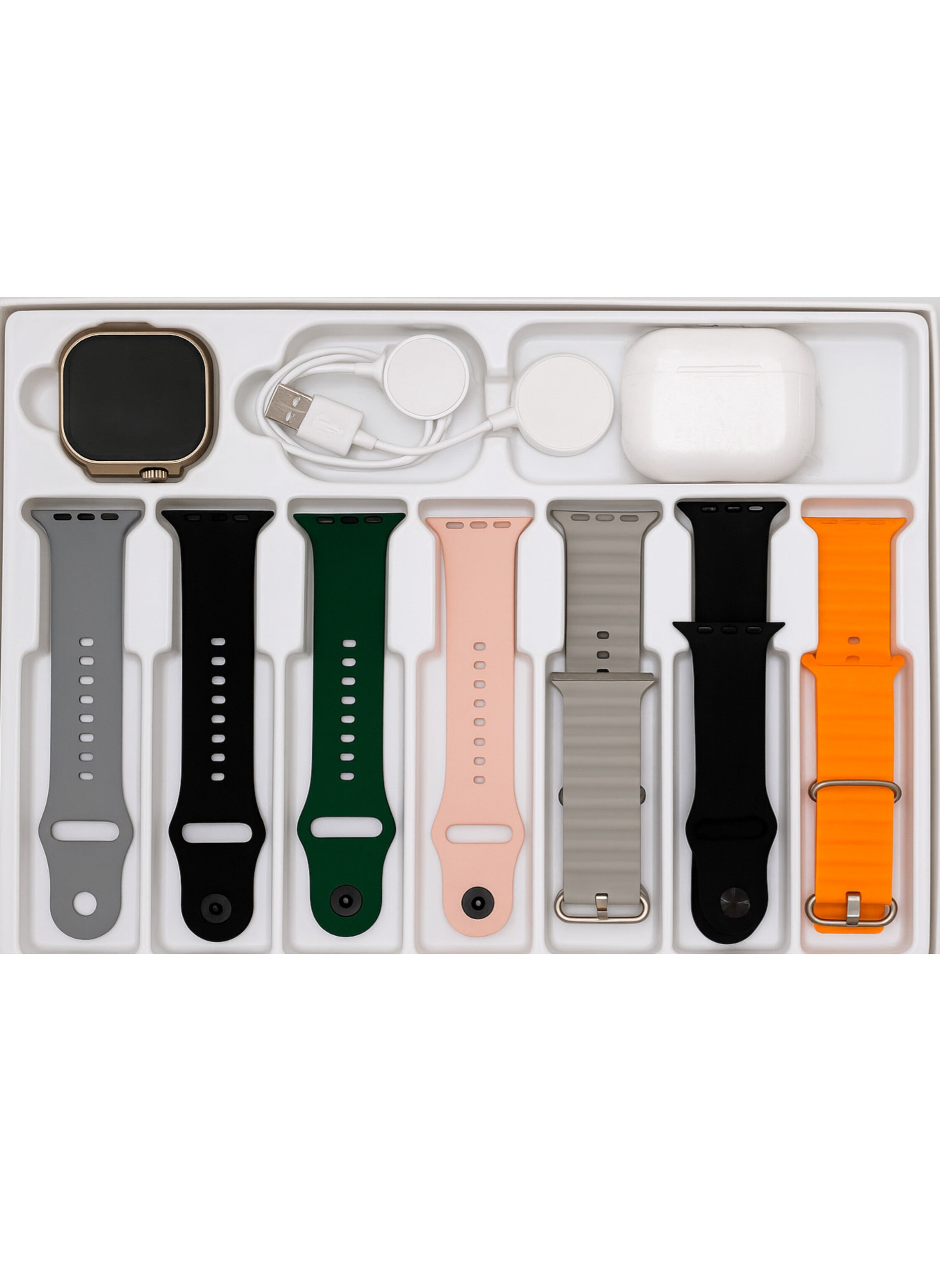 Smartwatch with Bluetooth Call, Health Monitor, Wireless Charger, 7 Straps, and Noise-Canceling Earbuds – Android & iPhone Compatible