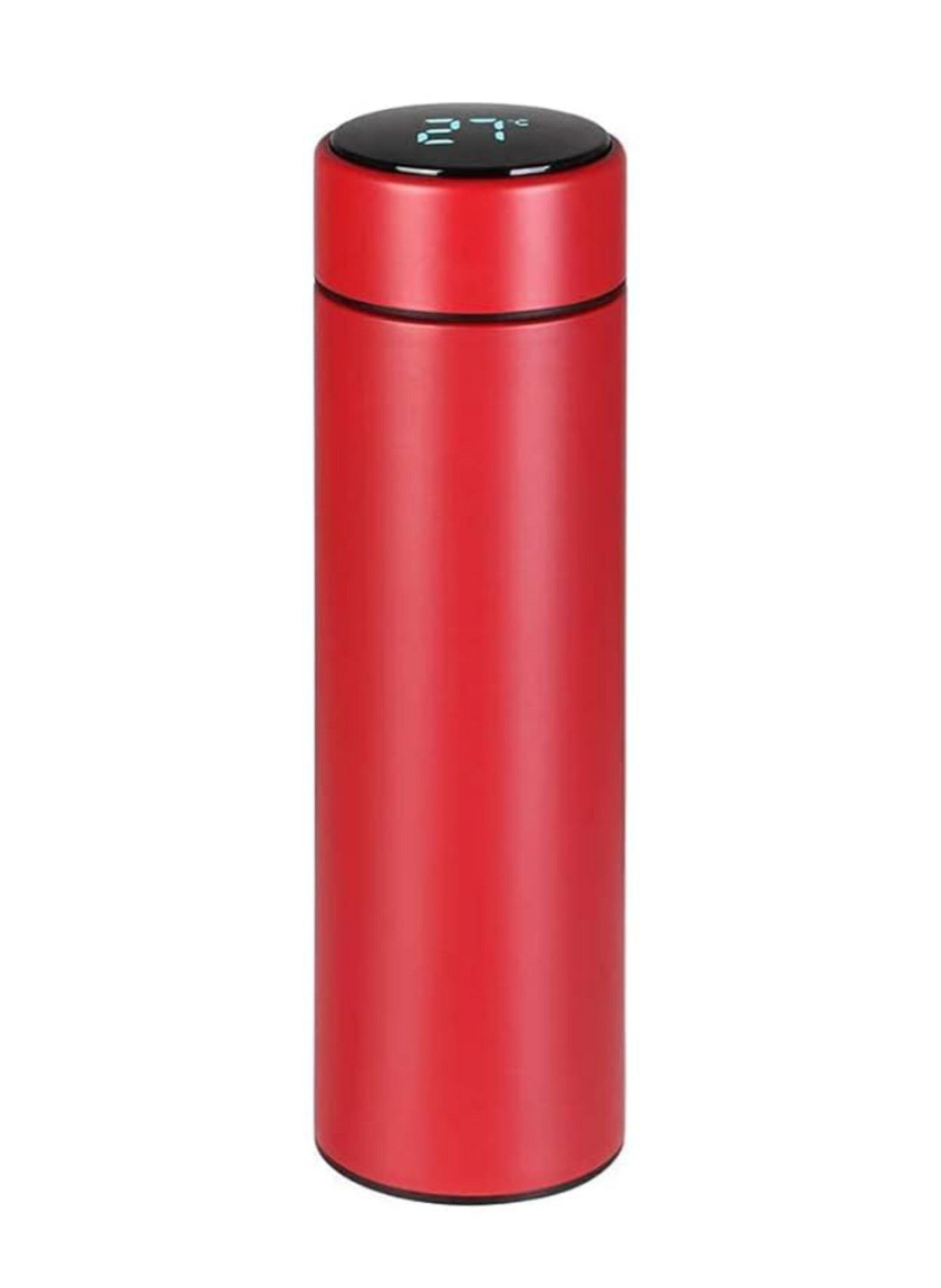 500ml Smart Water Bottle with LED Display Stainless Steel Thermostat for Hot and Cold Coffee and Tea for School, Home and Office red  color زجاجة مياه ذكية  500 مل بشاشة LED لعرض من الستانلس ستيل لمدة حراري للقهوة والشاي الساخن والبارد لون احمر