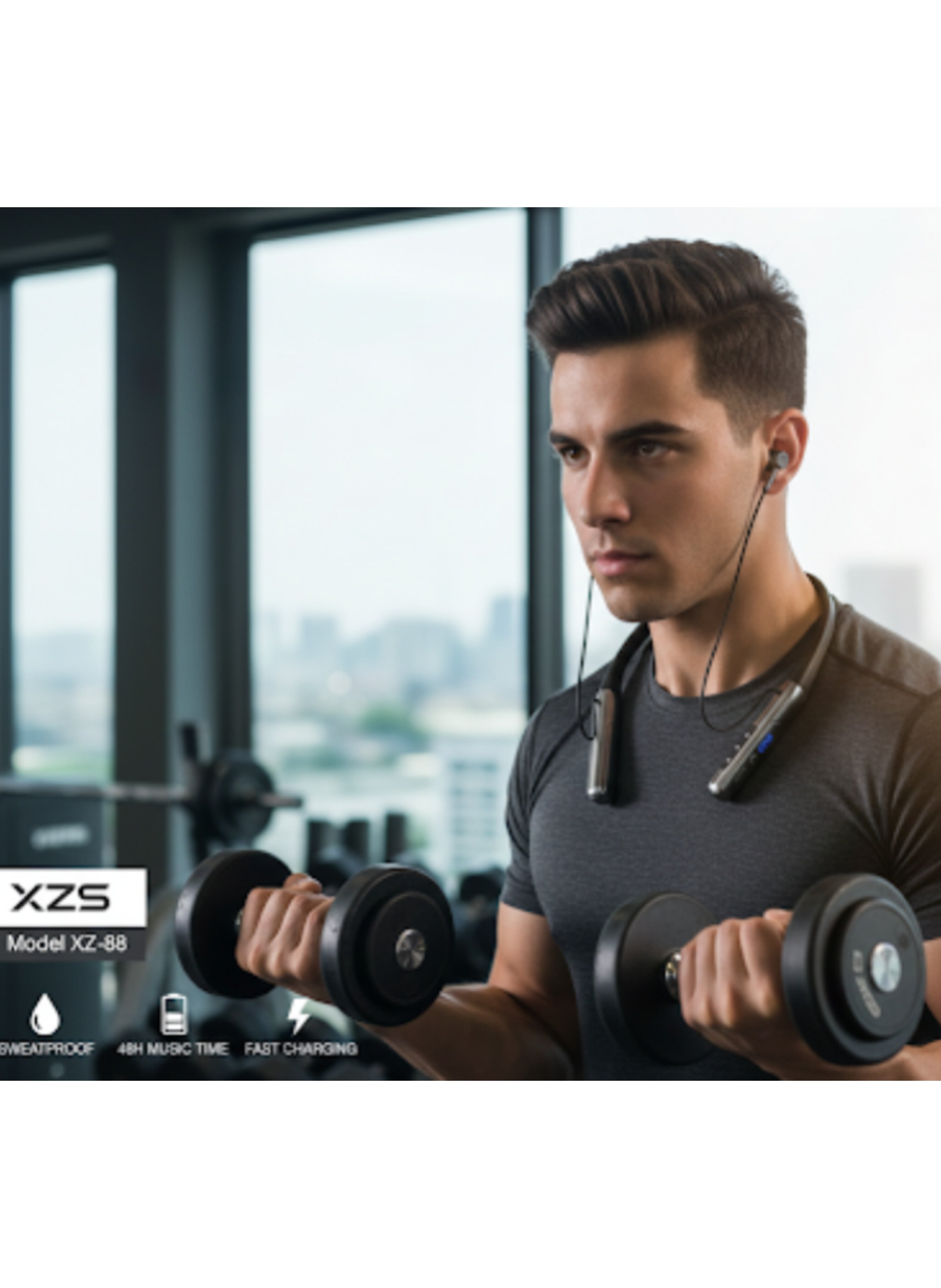 سماعات أذن لاسلكية حول الرقبة - جودة صوت فائقة الوضوح مع خاصية الشحن السريع ووقت تشغيل للموسيقى يصل إلى 48 ساعة. Wireless Neckband Headset - High Definition Sound Quality with Fast Charging and Up to 48 Hours Music Playtime.