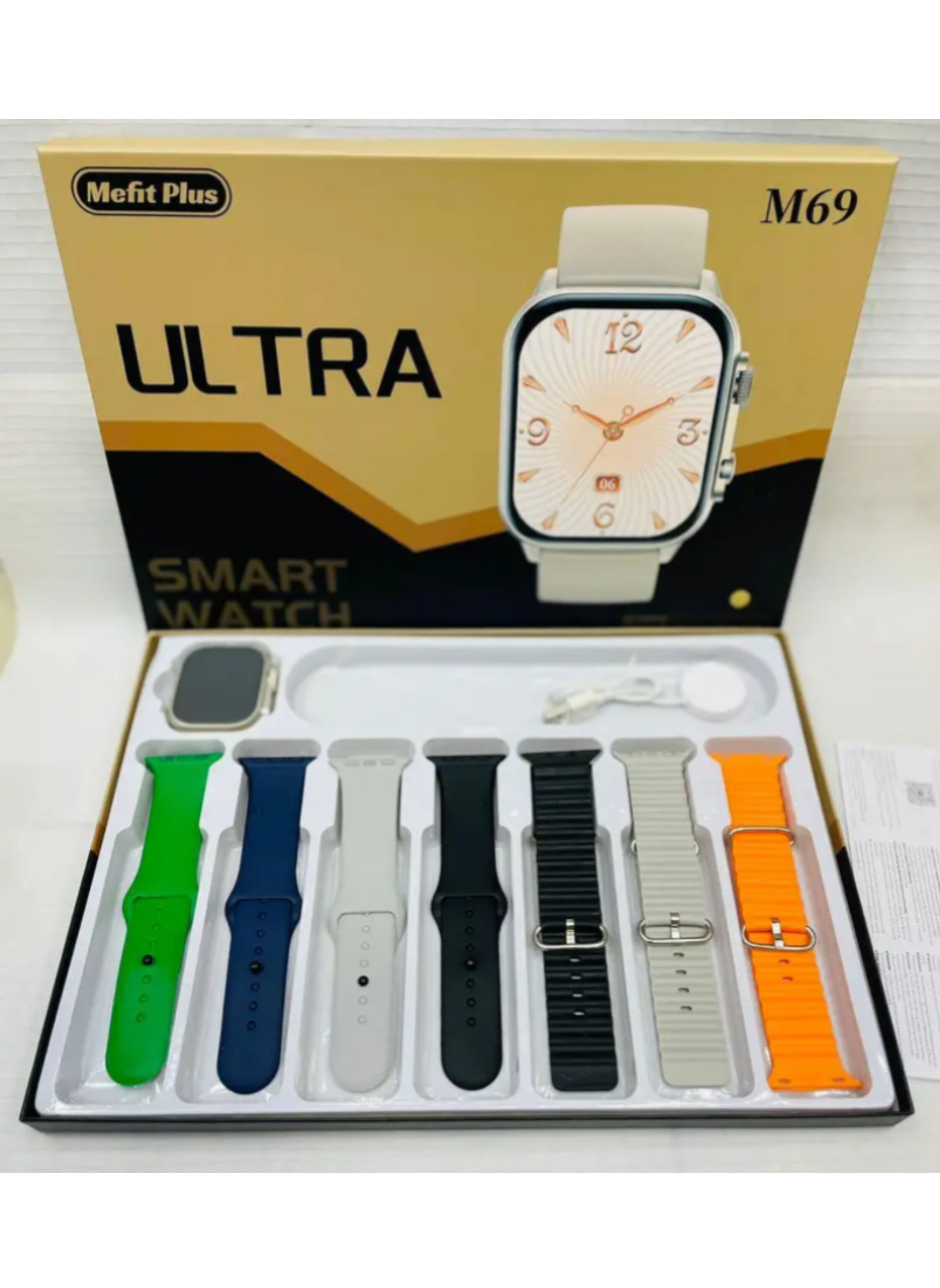 Premium Unisex Smartwatch: Call, Wireless Charging, & 7 Multi-Style Straps ساعة ذكية فاخرة للجنسين: اتصال، شحن لاسلكي، و7 أساور متعددة الأنماط