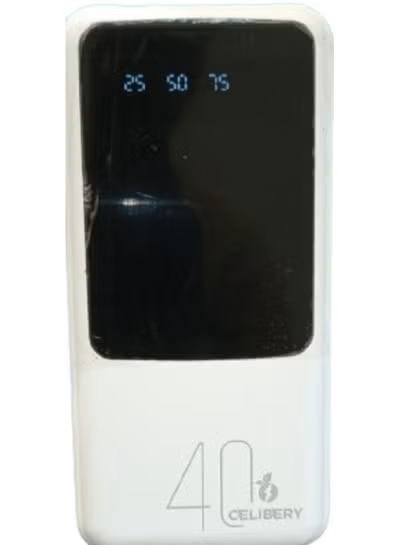 باور بانك محمول بسعة 40000 مللي أمبير/ساعة مع كابلات متعددة - أبيض  CEL-210  40000mAh Portable Power Bank with Multiple Cables - White