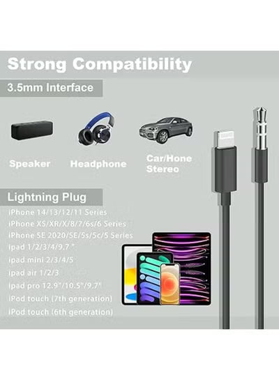 CEL-7790 Lightning to Male AUX Cable Black for iPhone
