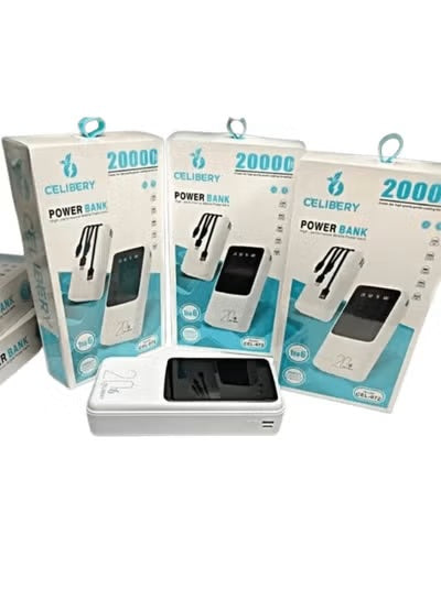 CEL-226 باور بانك سيليبري 20000 مللي أمبير، أبيض CEL-226 Celibary Power Bank 20000mAh, White