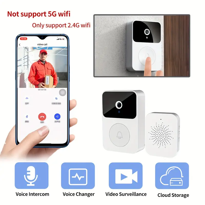 Wireless Video Doorbell Camera, Smart Wireless Wifi Video Doorbell