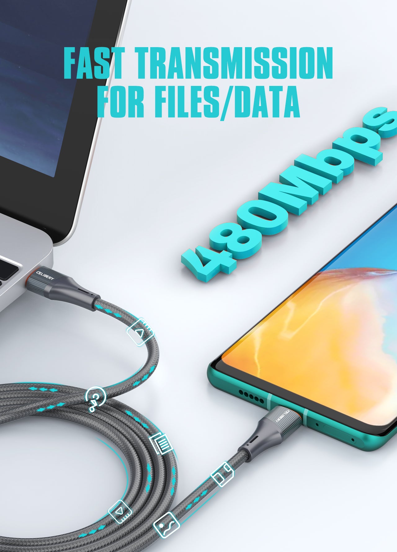 وصلة نقل بيانات وشحن من نوع USB-C إلى USB-C طراز CEL-101CC عالية الأداء CEL-101CC High-Performance USB-C to USB-C Data and Charging Adapter