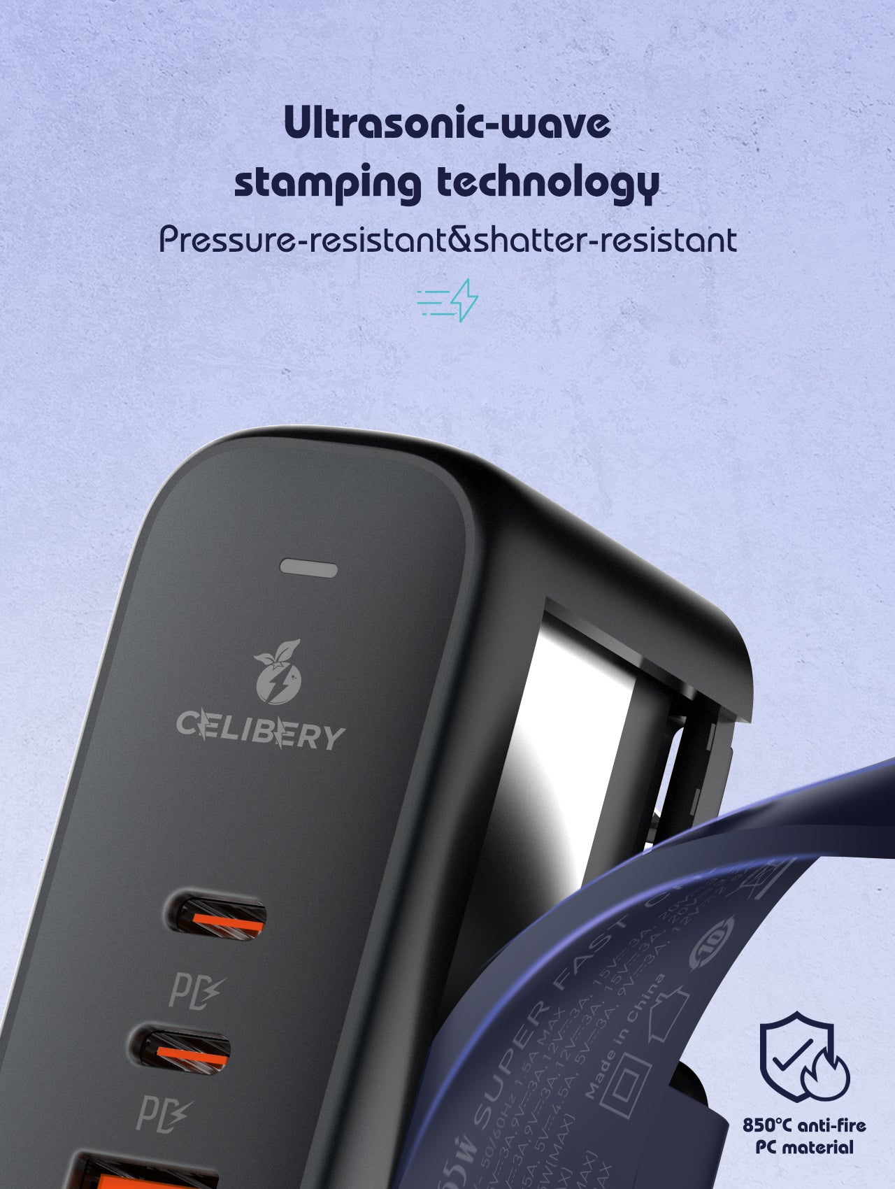 cel-110 65W Type C Charger,Super Fast GaN Wall Charger with 2 PD USB C 1 QC USB A Laptop Charger,3-Port Compact Foldable UK Plug Adaptor for MacBook Air Samsung iPhone iPad Galaxy Huawei Xiaomi and More