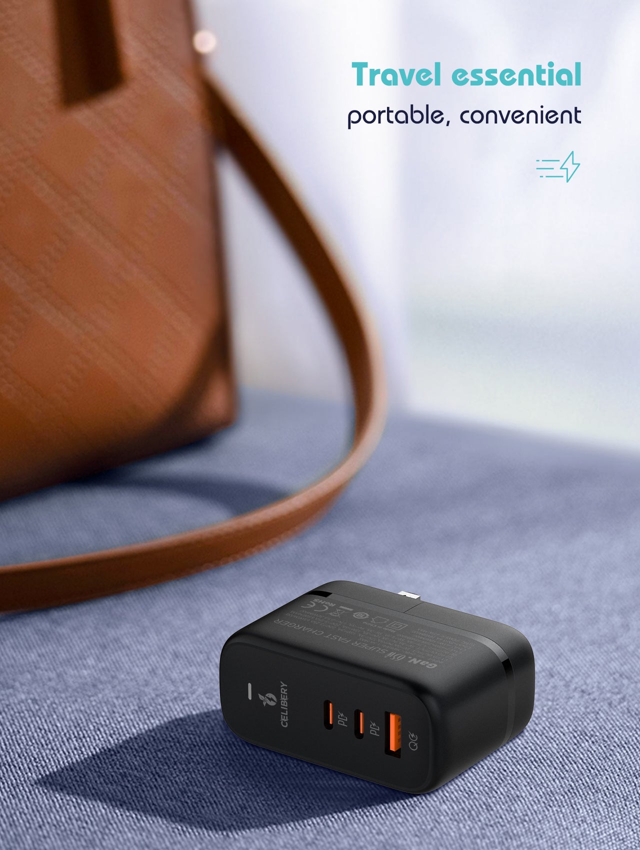 cel-110 65W Type C Charger,Super Fast GaN Wall Charger with 2 PD USB C 1 QC USB A Laptop Charger,3-Port Compact Foldable UK Plug Adaptor for MacBook Air Samsung iPhone iPad Galaxy Huawei Xiaomi and More