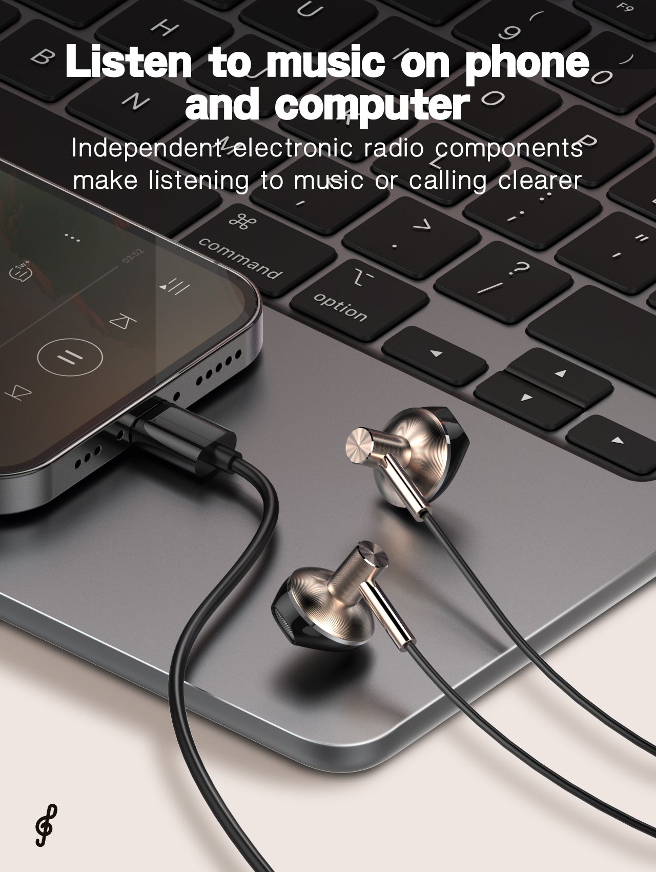 cel-103 سماعة أذن داخلية من النوع C مع ميكروفون، أسود Type-C In-Ear Earphone With Microphone, Black