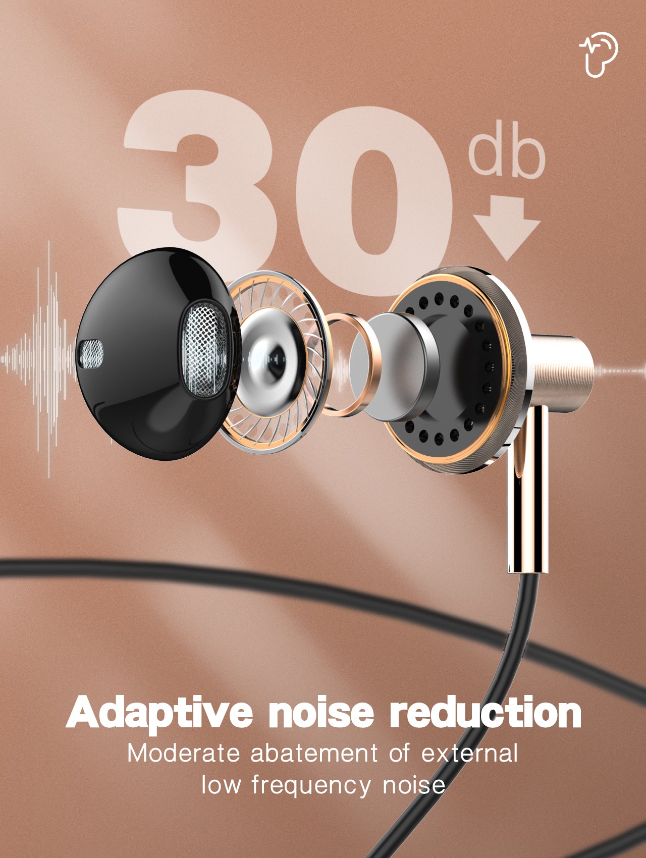 cel-103 سماعة أذن داخلية من النوع C مع ميكروفون، أسود Type-C In-Ear Earphone With Microphone, Black